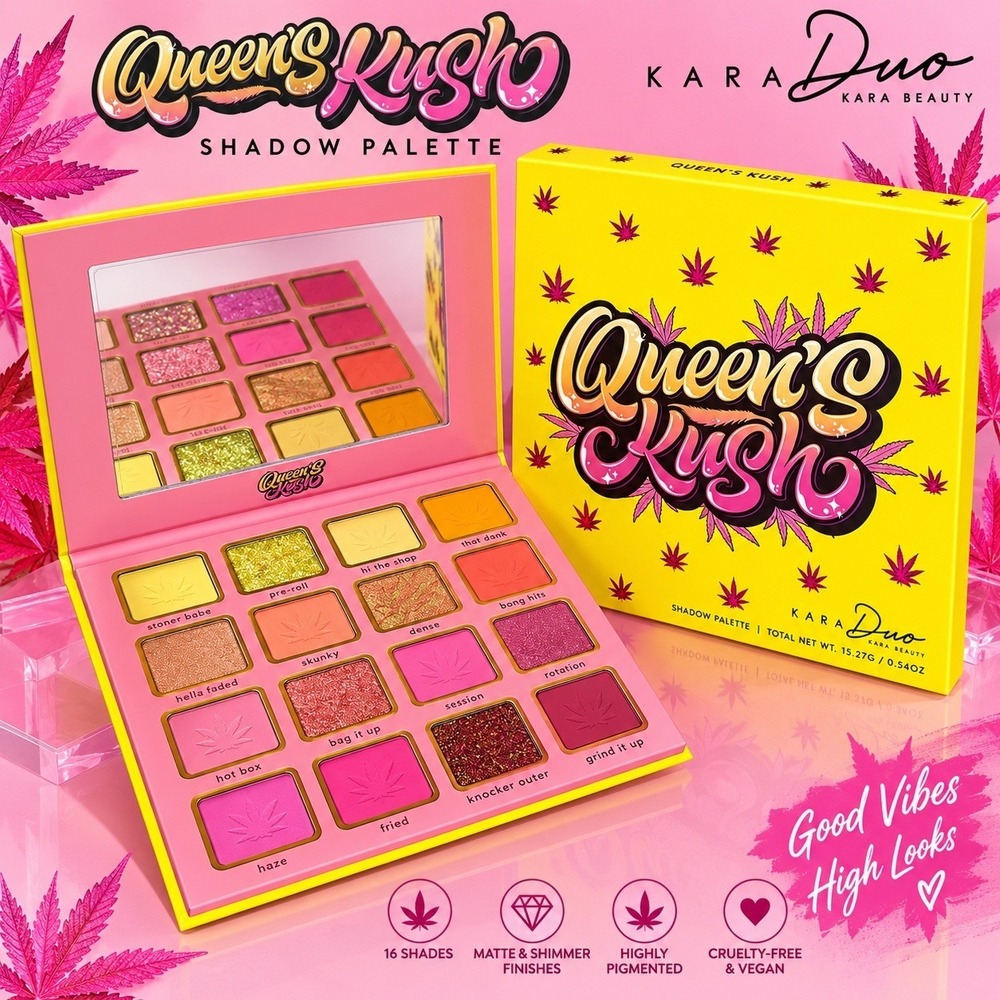 Kara Beauty Duo Queen's Kush Shadow Palette 16 Shades Matte Shimmer Glitter
